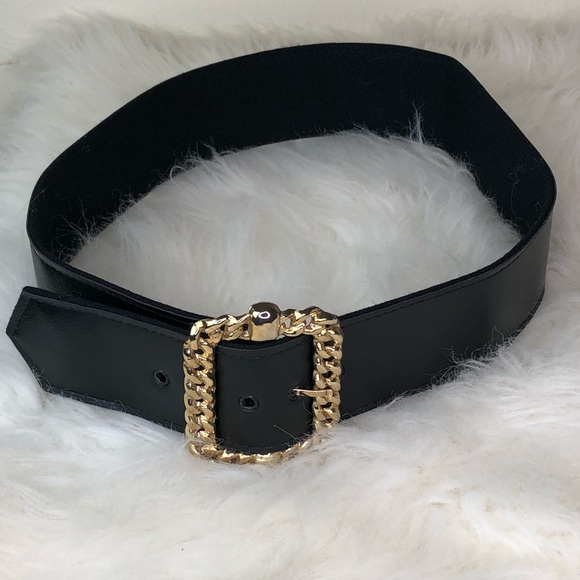 Black Gold Buckle Belt -S/M - Picture 1 of 2